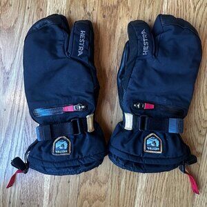 Hestra All Mountain Black CZone 3-Finger Gloves, Youth Size 7 (ages 12-13)
